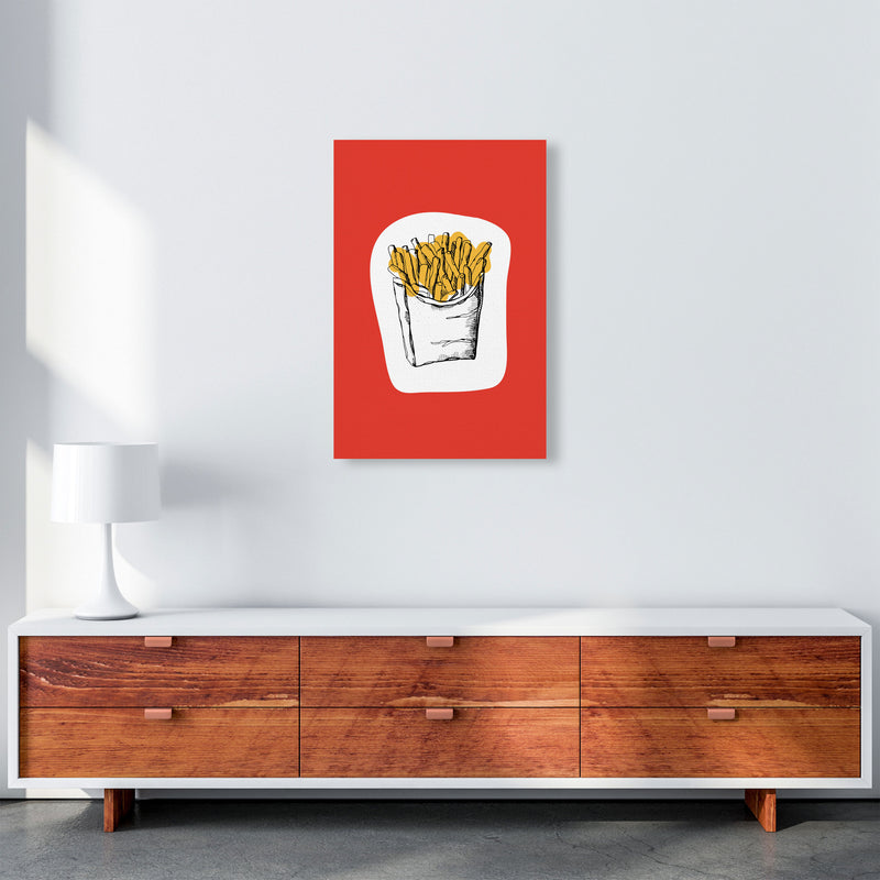 Kitchen Pop Fries Red Art Print by Pixy Paper A2 Canvas