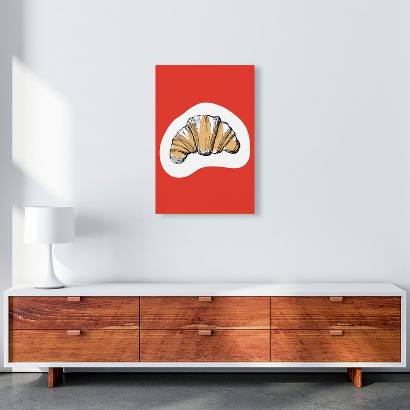 Kitchen Pop Croissant Red Art Print by Pixy Paper A2 Canvas