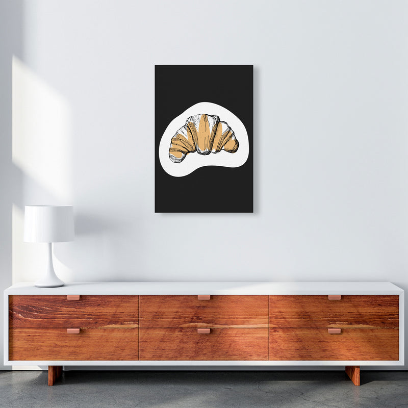 Kitchen Pop Croissant Off Black Art Print by Pixy Paper A2 Canvas