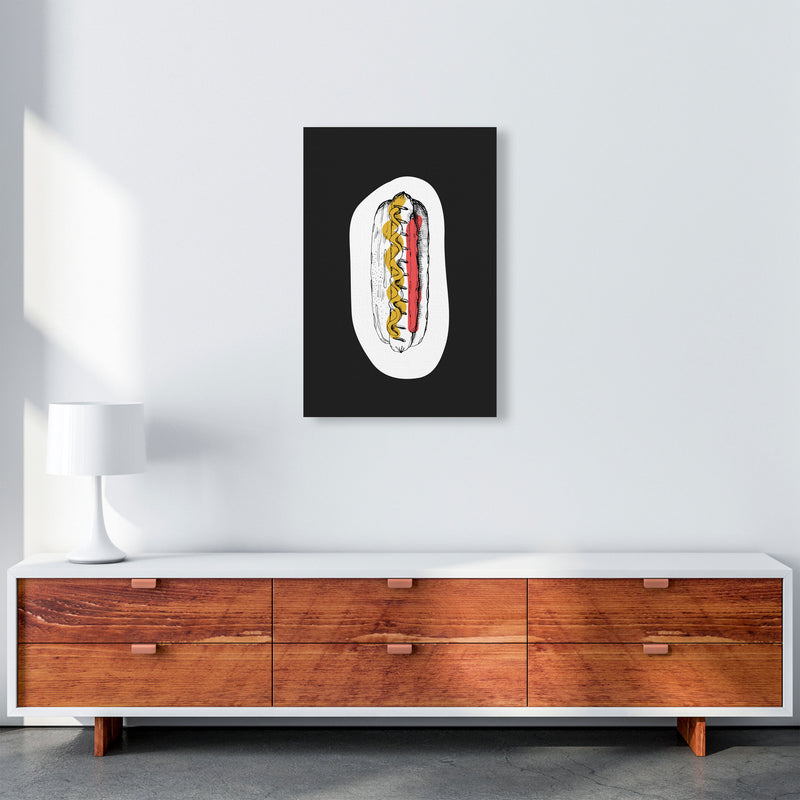 Kitchen Pop Hot Dog Off Black Art Print by Pixy Paper A2 Canvas