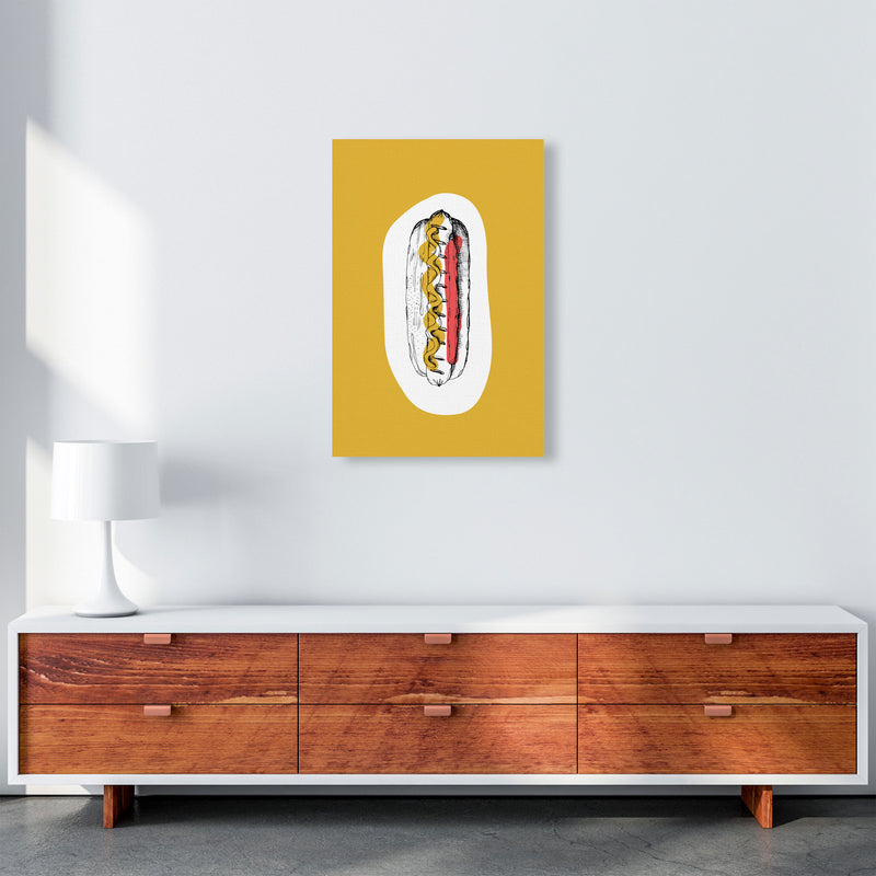 Kitchen Pop Hot Dog Mustard Art Print by Pixy Paper A2 Canvas