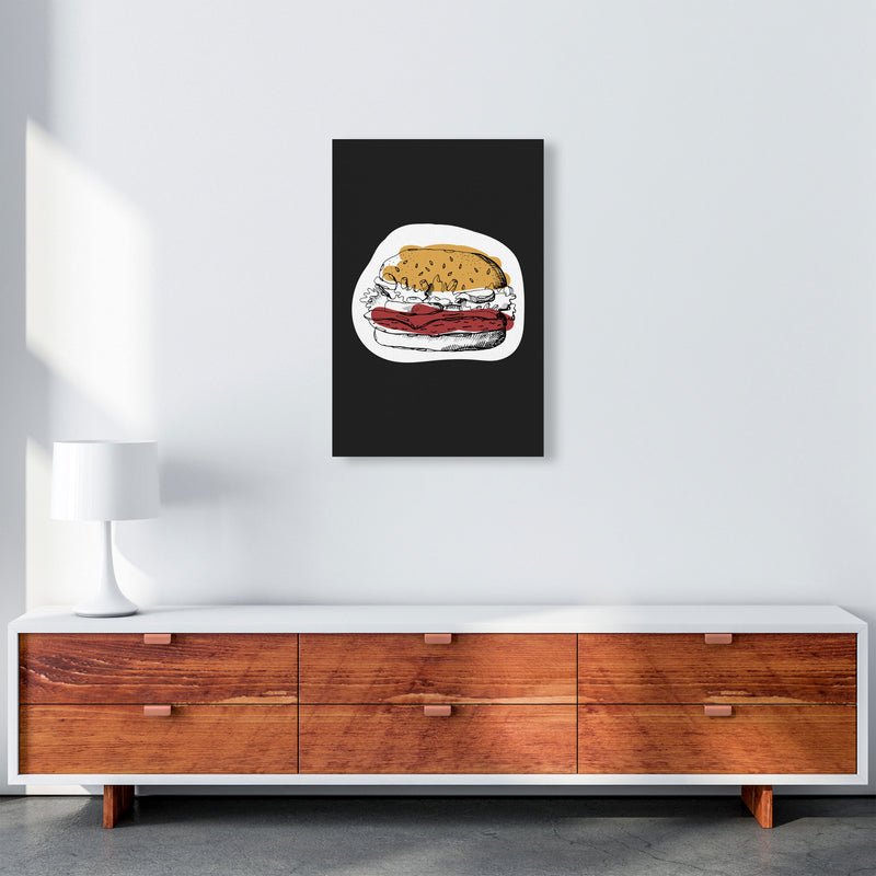 Kitchen Pop Burger Off Black Art Print by Pixy Paper A2 Canvas
