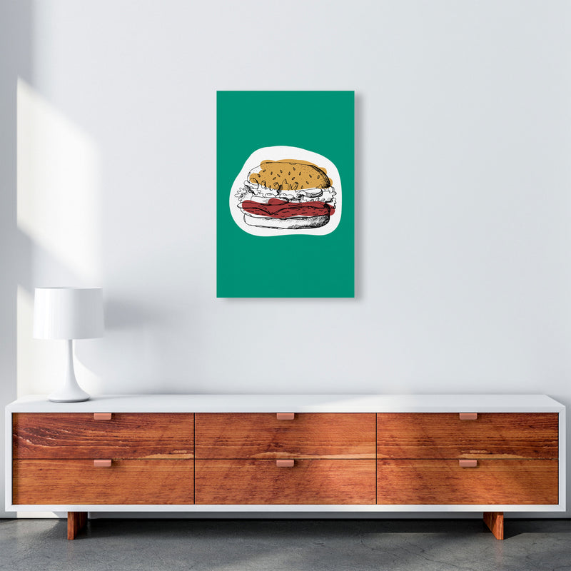 Kitchen Pop Burger Teal Art Print by Pixy Paper A2 Canvas
