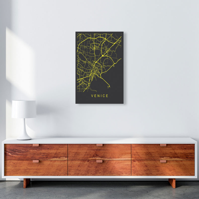 Venice Map Neon Art Print by Pixy Paper A2 Canvas