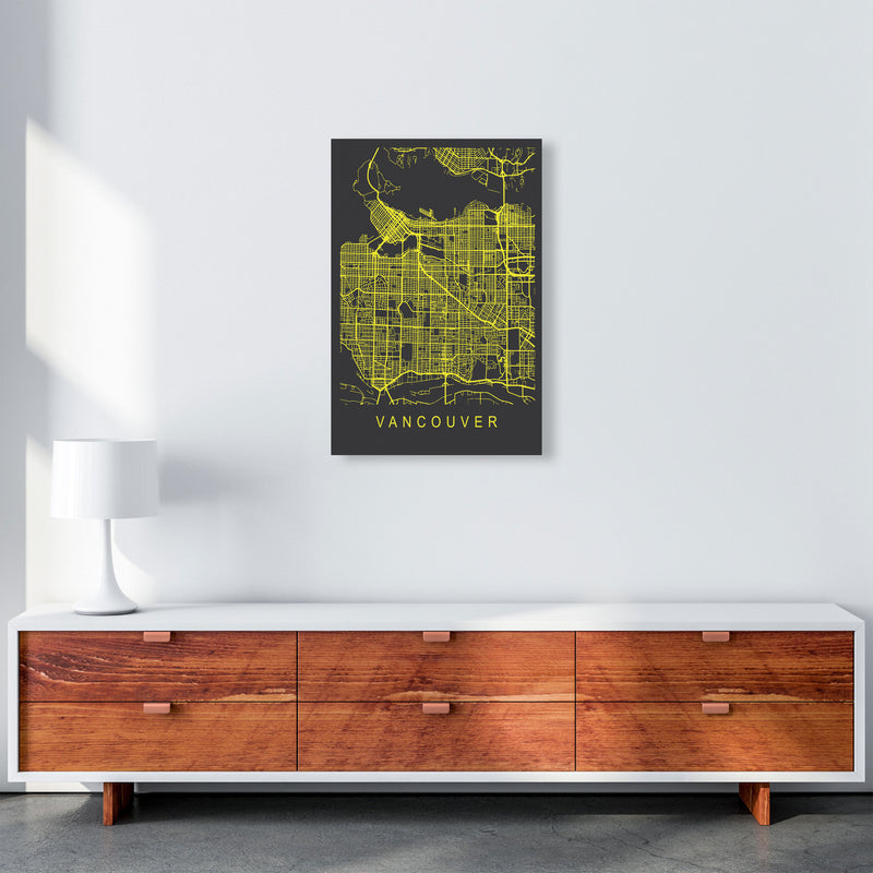 Vancouver Map Neon Art Print by Pixy Paper A2 Canvas