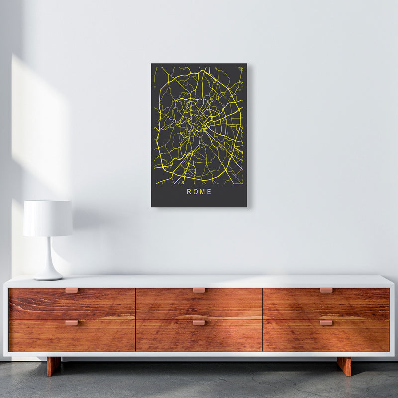 Rome Map Neon Art Print by Pixy Paper A2 Canvas