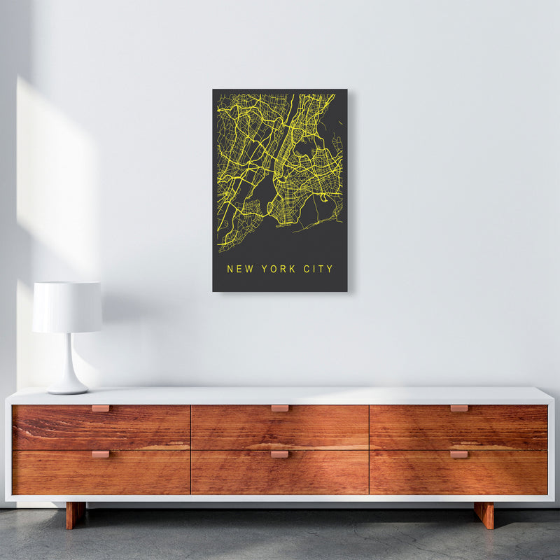 New York City Map Neon Art Print by Pixy Paper A2 Canvas