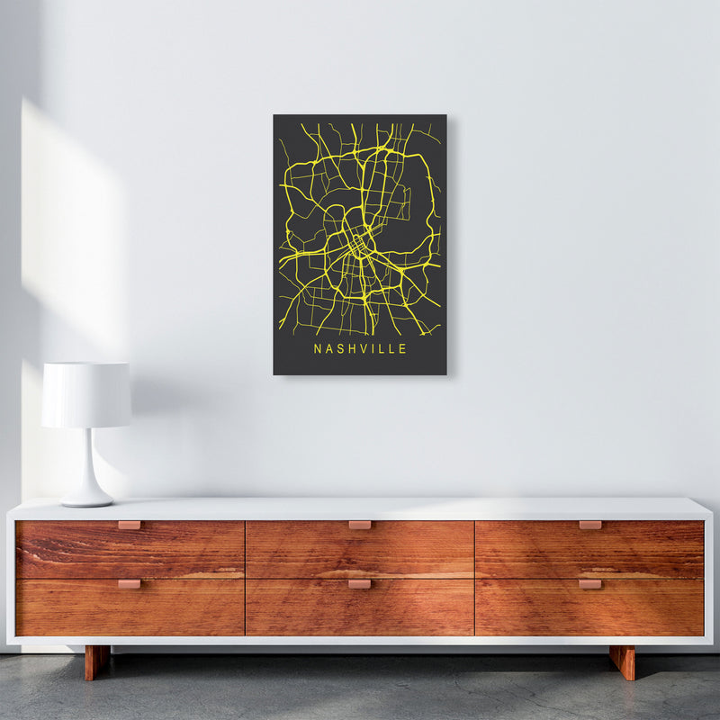 Nashville Map Neon Art Print by Pixy Paper A2 Canvas