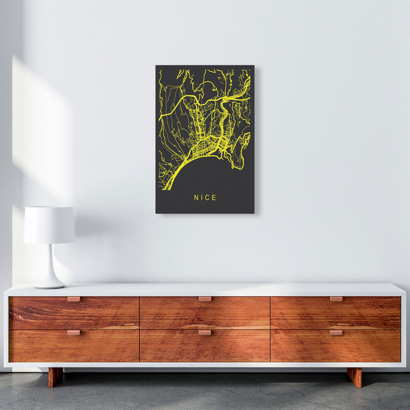 Nice Map Neon Art Print by Pixy Paper A2 Canvas