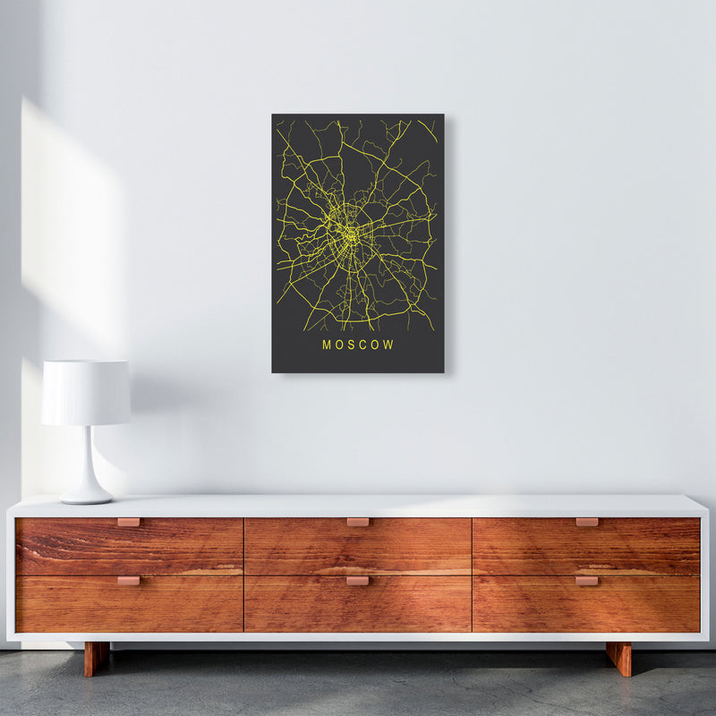 Moscow Map Neon Art Print by Pixy Paper A2 Canvas