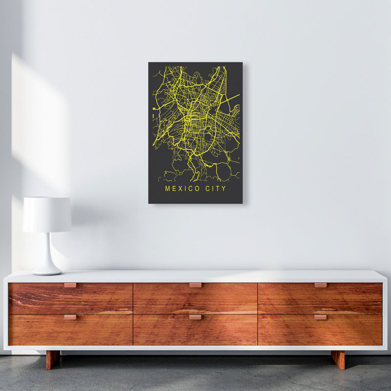 Mexico City Map Neon Art Print by Pixy Paper A2 Canvas