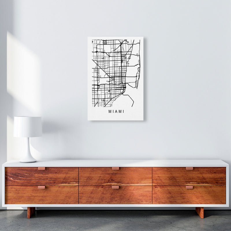 Miami Map Art Print by Pixy Paper A2 Canvas