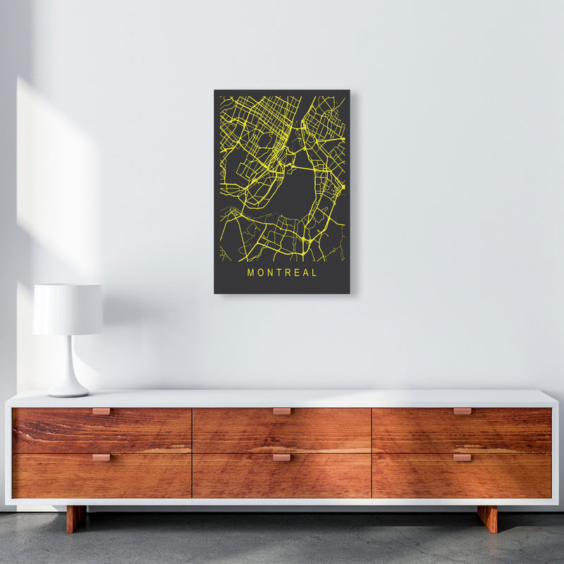 Montreal Map Neon Art Print by Pixy Paper A2 Canvas