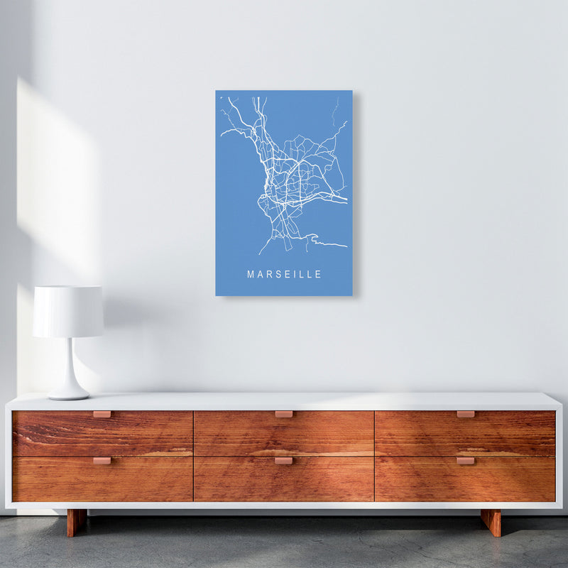Marseille Map Blueprint Art Print by Pixy Paper A2 Canvas