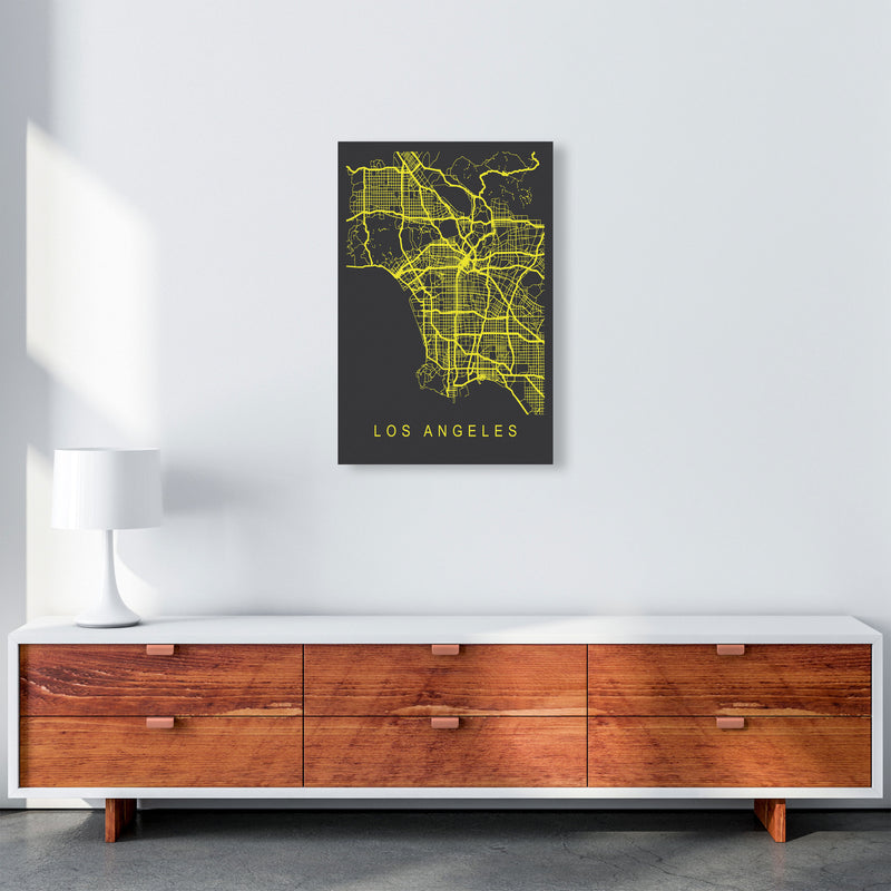 Los Angeles Map Neon Art Print by Pixy Paper A2 Canvas