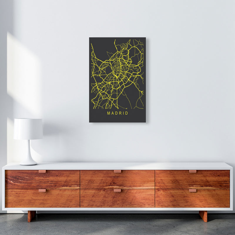 Madrid Map Neon Art Print by Pixy Paper A2 Canvas