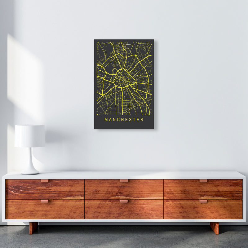 Manchester Map Neon Art Print by Pixy Paper A2 Canvas