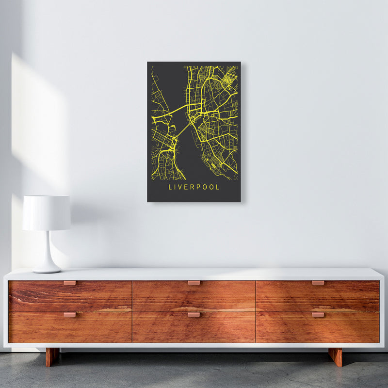 Liverpool Map Neon Art Print by Pixy Paper A2 Canvas
