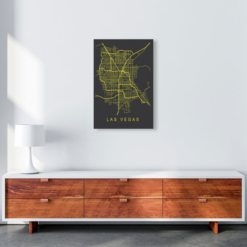 Las Vegas Map Neon Art Print by Pixy Paper A2 Canvas