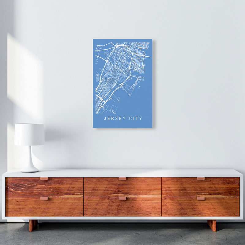 Jersey City Map Blueprint Art Print by Pixy Paper A2 Canvas