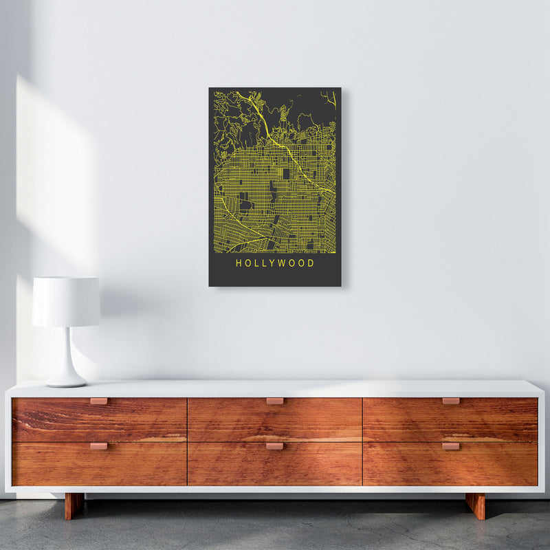 Hollywood Map Neon Art Print by Pixy Paper A2 Canvas