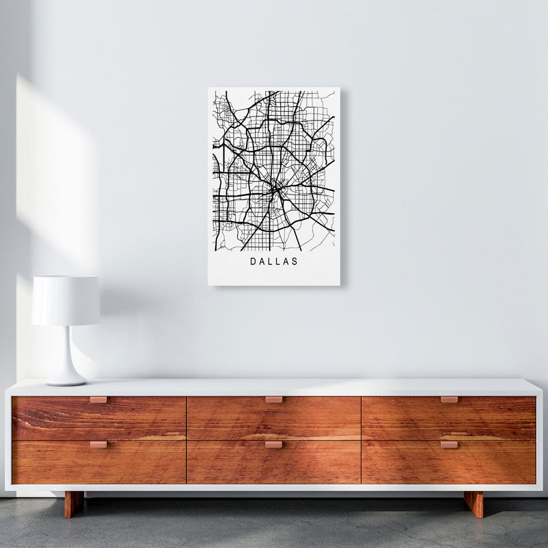 Dallas Map Art Print by Pixy Paper A2 Canvas
