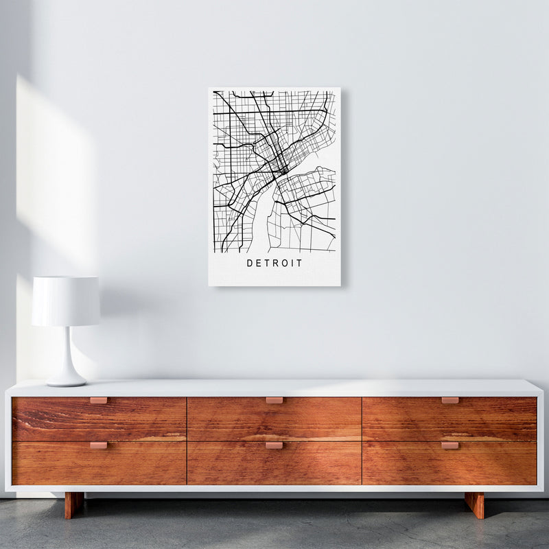 Detroit Map Art Print by Pixy Paper A2 Canvas