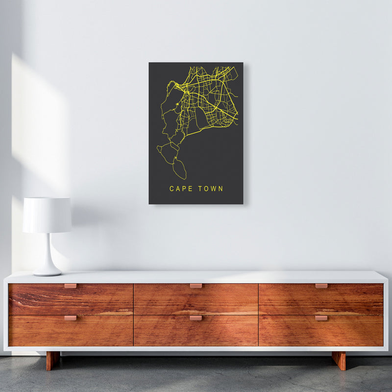Cape Town Map Neon Art Print by Pixy Paper A2 Canvas