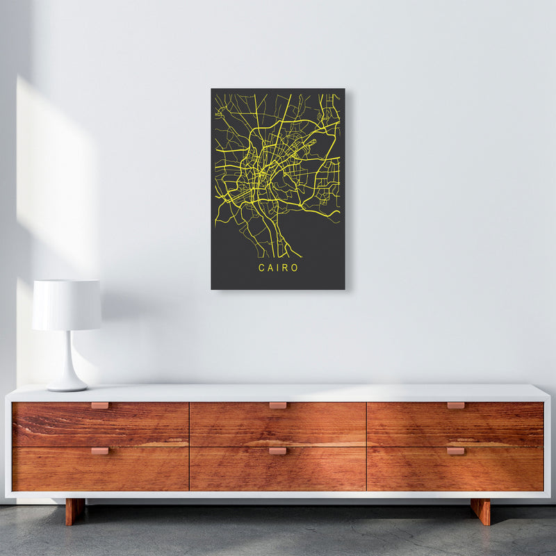 Cairo Map Neon Art Print by Pixy Paper A2 Canvas