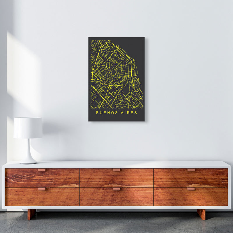 Buenos Aires Map Neon Art Print by Pixy Paper A2 Canvas