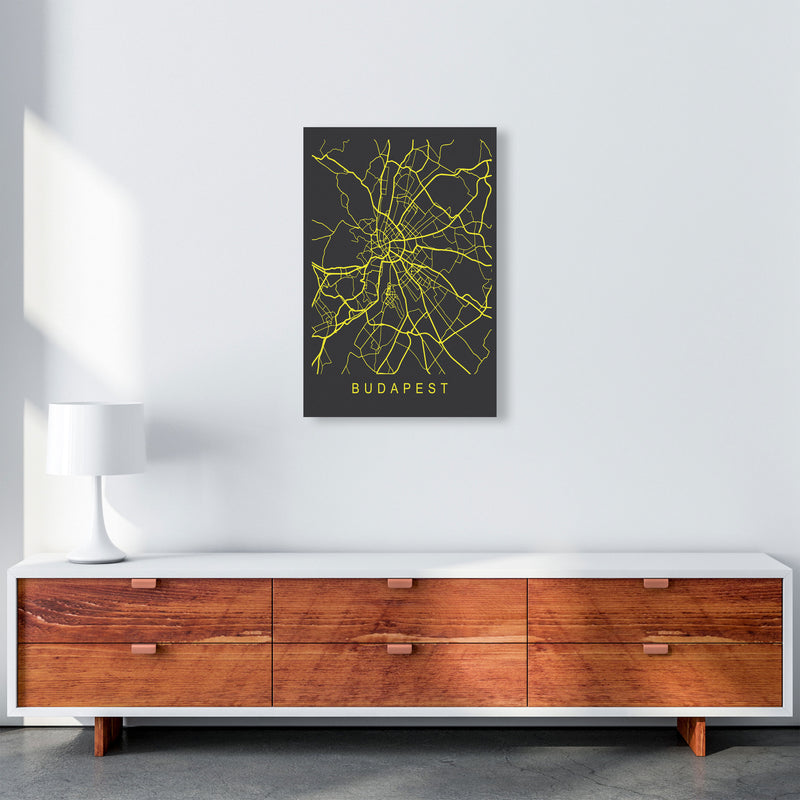 Budapest Map Neon Art Print by Pixy Paper A2 Canvas