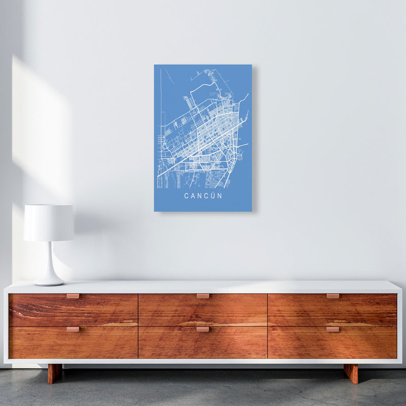 Cancun Map Blueprint Art Print by Pixy Paper A2 Canvas