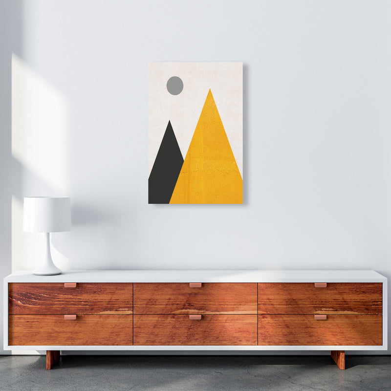 Mountains and moon mustard Art Print by Pixy Paper A2 Canvas