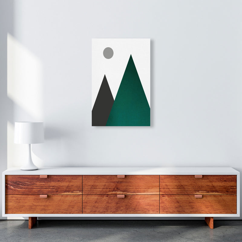 Mountains and moon emerald Art Print by Pixy Paper A2 Canvas