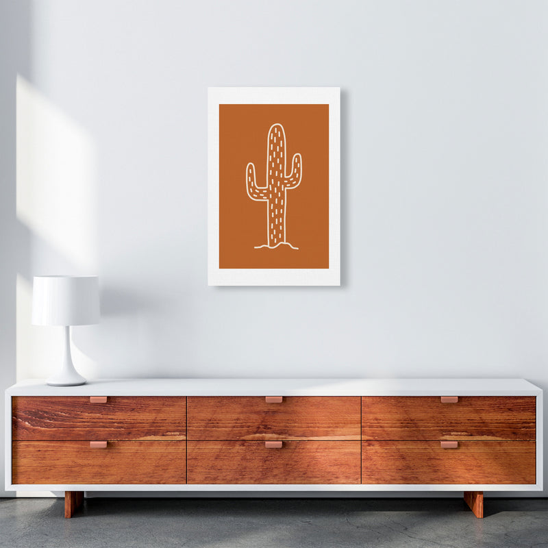 Autumn Cactus Burnt Orange abstract Art Print by Pixy Paper A2 Canvas