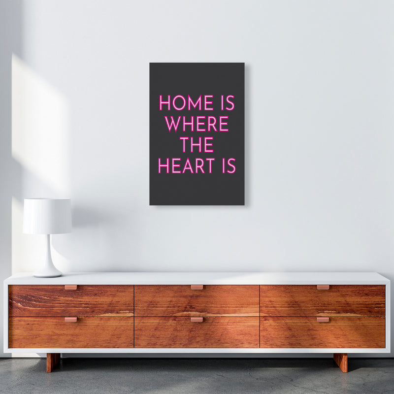 Home Is Where The Heart Is Neon Art Print by Pixy Paper A2 Canvas