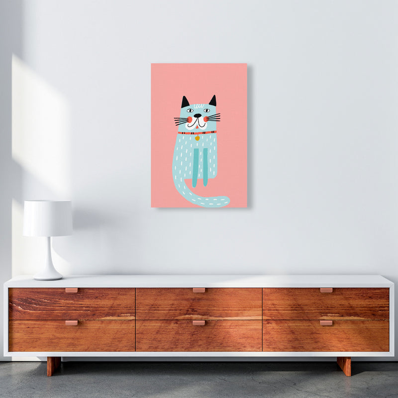 Happy Cat Art Print by Pixy Paper A2 Canvas