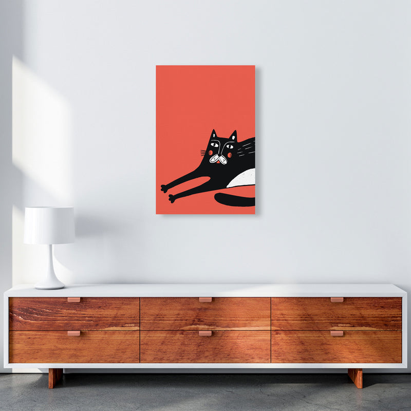 Cat Stretching Art Print by Pixy Paper A2 Canvas