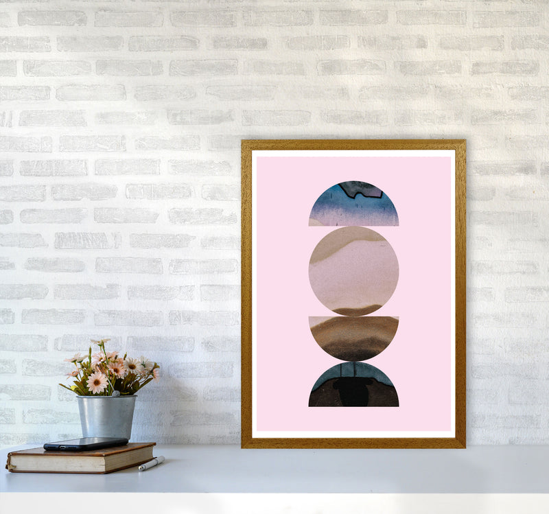 Abstract Circles Pink Background Modern Print A2 Print Only