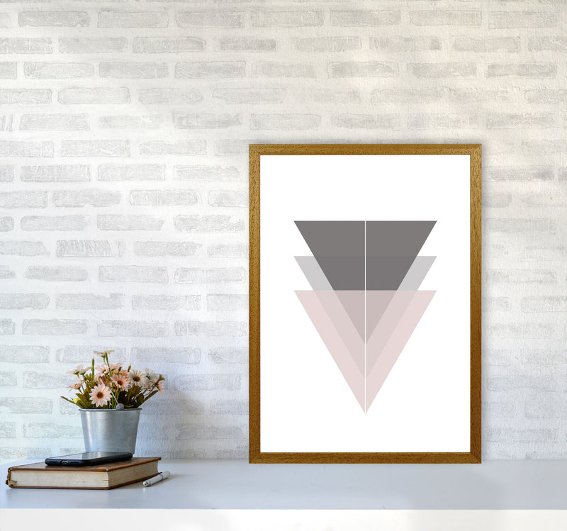 Black, Grey and Pink Abstract Triangles Modern Print A2 Print Only