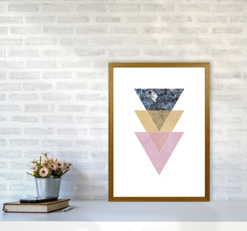 Blue, Gold And Pink Abstract Triangles Modern Print A2 Print Only