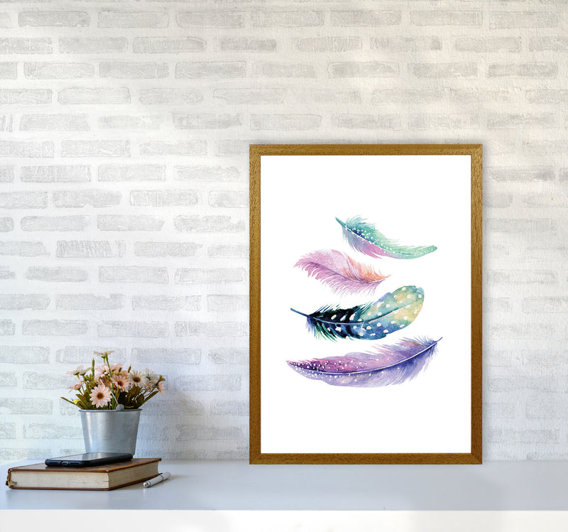 Turquoise And Purple Bird Feathers Abstract Modern Print A2 Print Only
