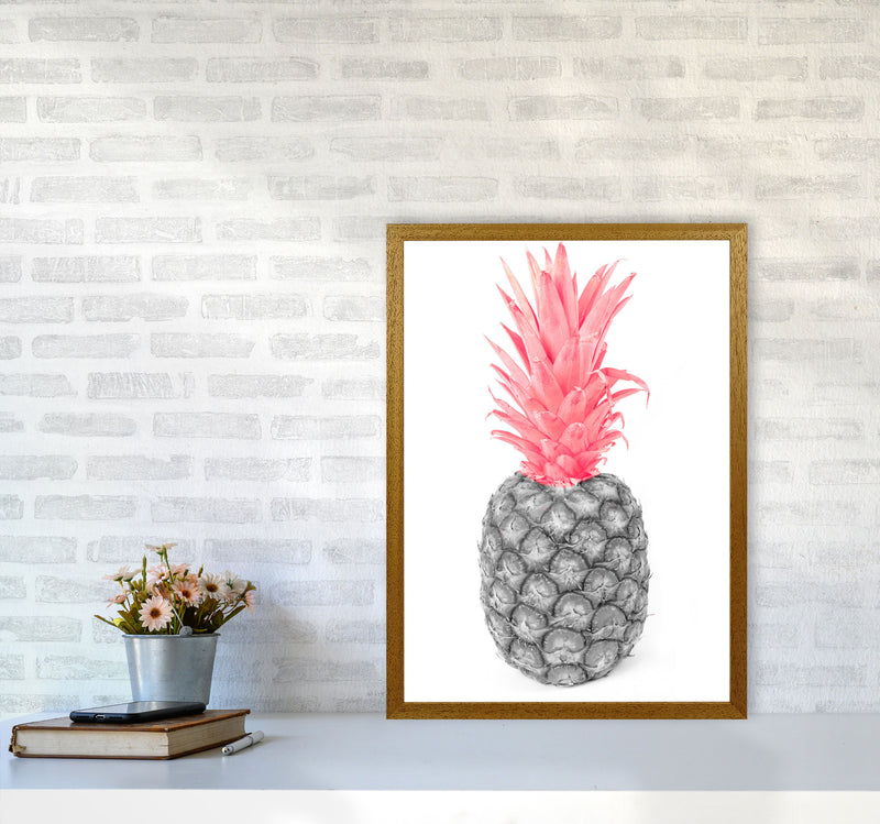 Black And Pink Pineapple Abstract Modern Print, Framed Kitchen Wall Art A2 Print Only