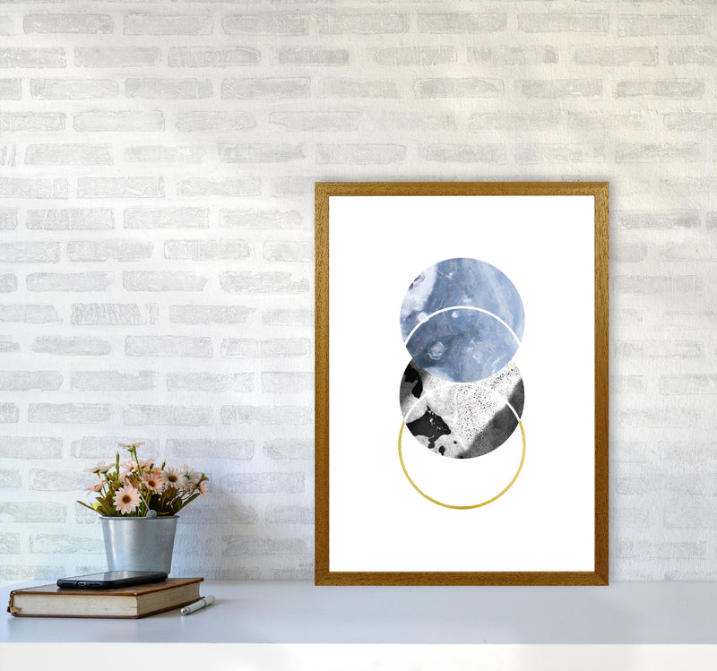 Blue And Gold Abstract Circles Modern Print A2 Print Only