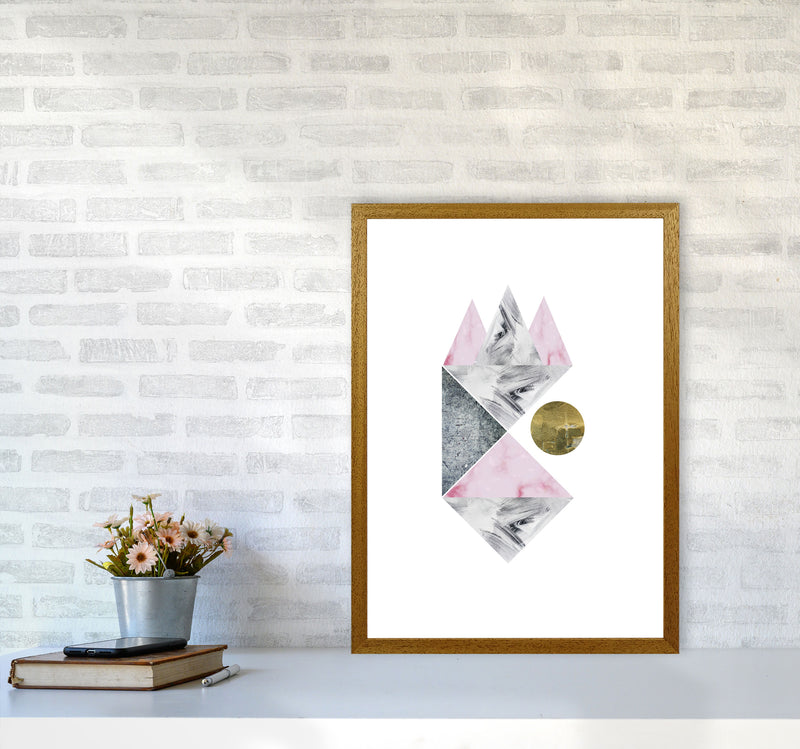 Pink And Grey Abstract Triangles Modern Print A2 Print Only