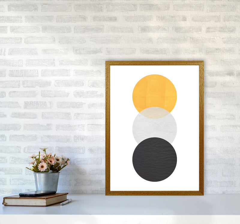 Yellow And Black Abstract Circles Modern Print A2 Print Only