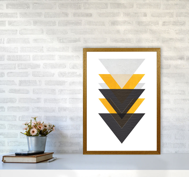 Yellow And Black Abstract Triangles Modern Print A2 Print Only