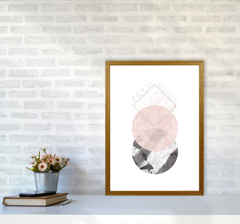 Black And Pink Marble Abstract Circles Modern Print A2 Print Only