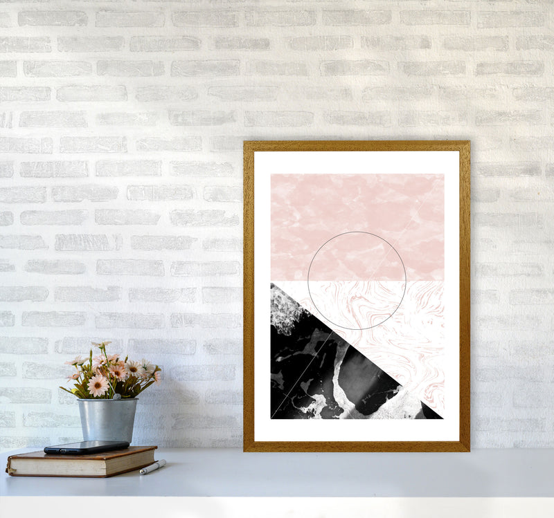 Black And Pink Marble Abstract Rectangle Shapes Modern Print A2 Print Only