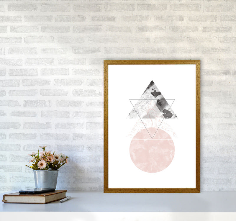Black And Pink Marble Abstract Triangle And Circle Modern Print A2 Print Only